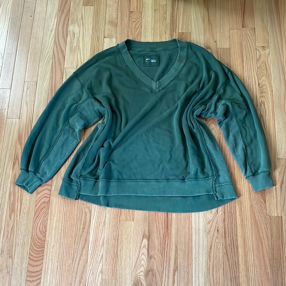 Aerie Sweater Womens XXL Green V Neck Sweatshirt Oversized Loungewear